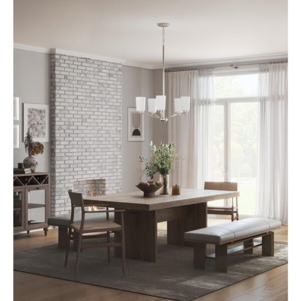 Adley Collection Five-Light Etched White Glass Chandelier