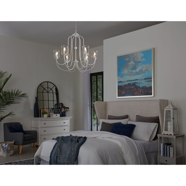 Bowman Collection Six-Light Clear Chiseled Glass Chandelier Light