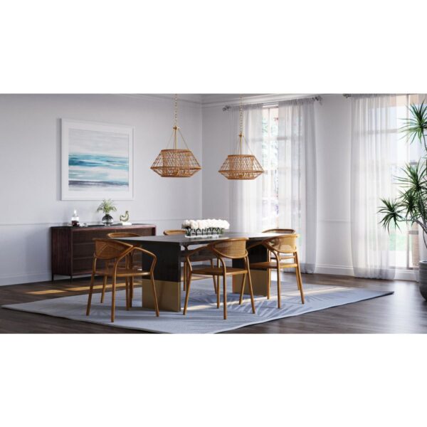 Laila Collection Four-Light Chandelier with Woven Jute Accents