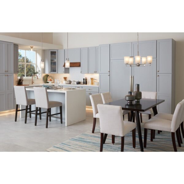 League Collection Five-Light Etched Glass Chandelier Light