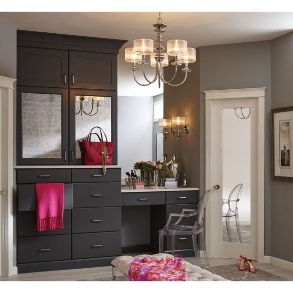 Marche Collection Five-Light Grey Mylar Shade Chandelier Light