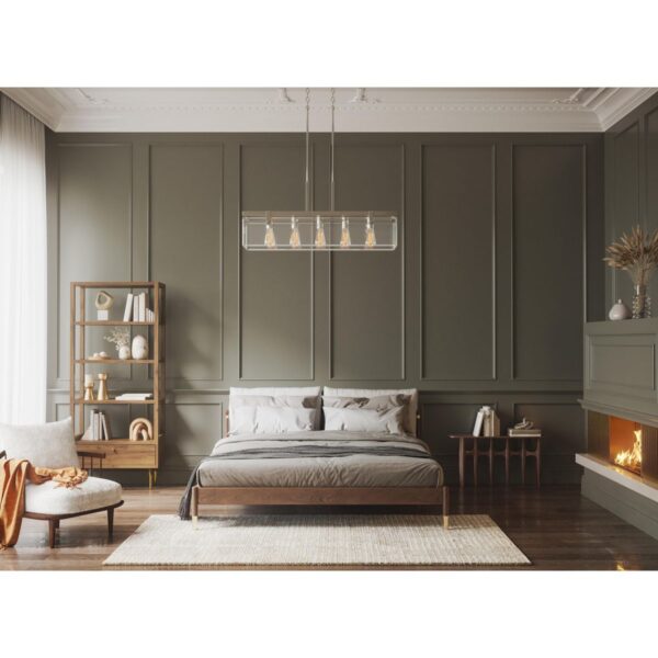 Glayse Collection Five-Light Clear Glass Linear Chandelier Light