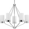 Elevate Collection Five-Light Etched White Glass Chandelier Light