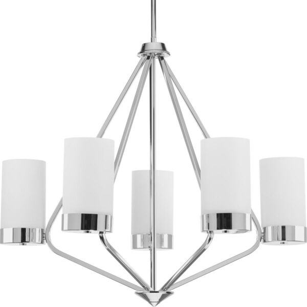 Elevate Collection Five-Light Etched White Glass Chandelier Light