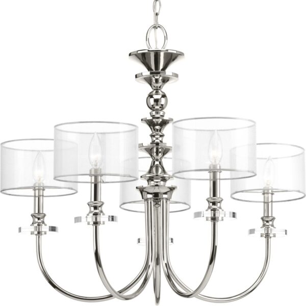 Marche Collection Five-Light Grey Mylar Shade Chandelier Light