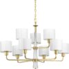 Palacio Collection Nine-Light White Silk Fabric Shade Chandelier Light