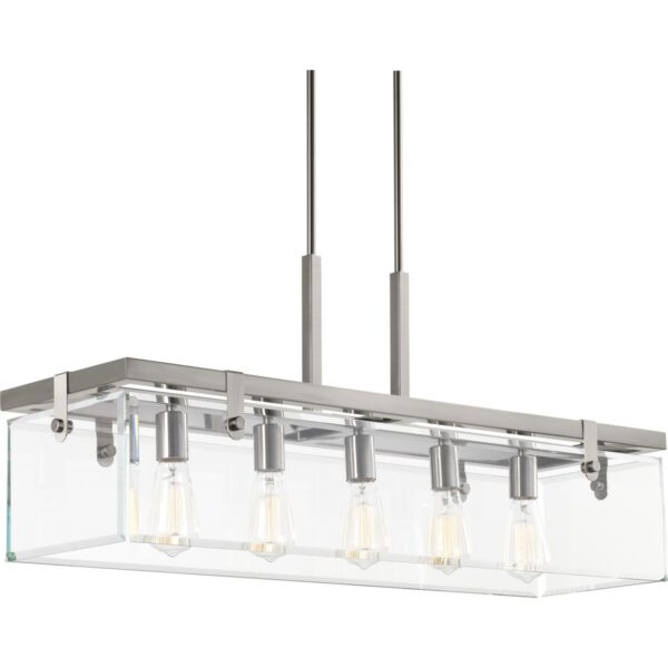 Glayse Collection Five-Light Clear Glass Linear Chandelier Light