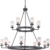 Gresham Collection Fifteen-Light Clear Seeded Glass Chandelier Light