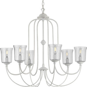 Bowman Collection Six-Light Clear Chiseled Glass Chandelier Light