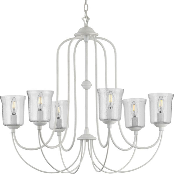 Bowman Collection Six-Light Clear Chiseled Glass Chandelier Light