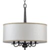 Durrell Collection Four-Light Sailcloth Linen Fabric Shade Chandelier Light