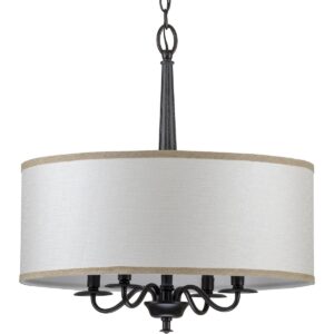 Durrell Collection Four-Light Sailcloth Linen Fabric Shade Chandelier Light