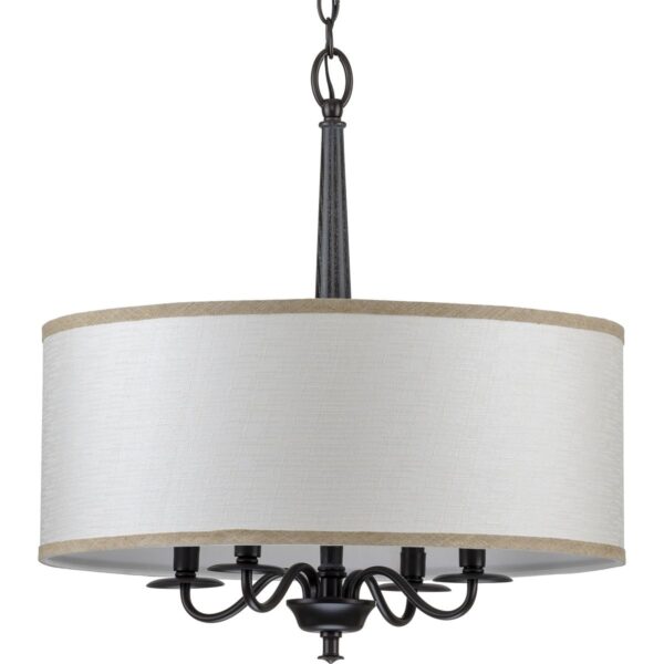 Durrell Collection Four-Light Sailcloth Linen Fabric Shade Chandelier Light