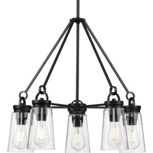 PROG_P400243_031_hero_PRODIMAGE_1200.jpg Stockbrace Collection Five-Light Clear Glass Chandelier Light