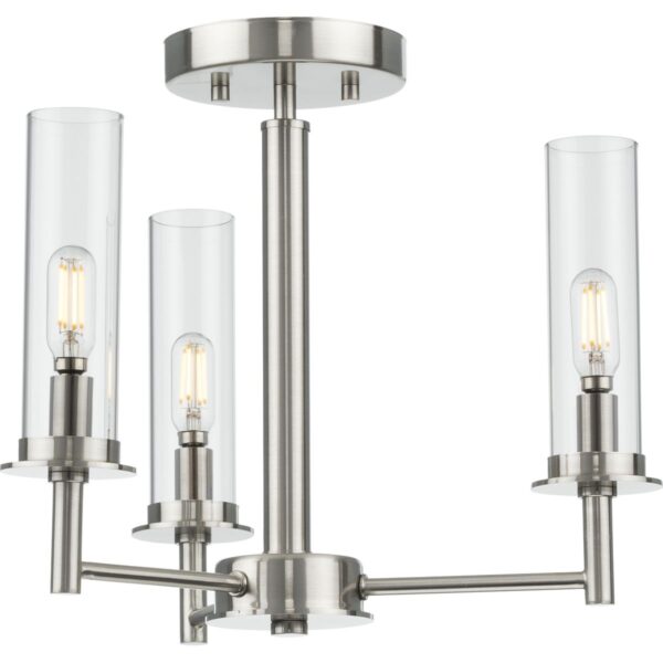 Kellwyn Collection Three-Light Clear Glass Convertible Semi-Flush Ceiling or Hanging Pendant Light