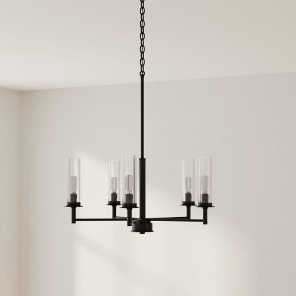 Kellwyn Collection Five-Light Clear Glass Chandelier Light