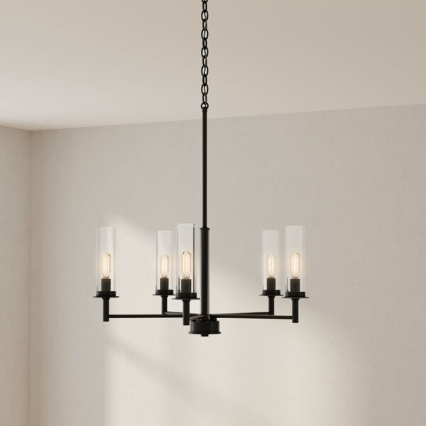 Kellwyn Collection Five-Light Clear Glass Chandelier Light