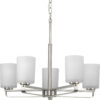 League Collection Five-Light Etched Glass Chandelier Light