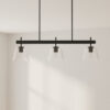 Saffert Collection Three-Light Clear Glass Linear Island Chandelier Light