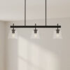Saffert Collection Three-Light Clear Glass Linear Island Chandelier Light