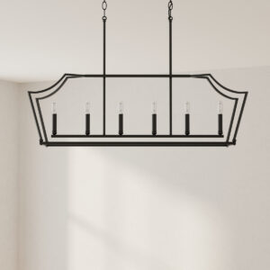 PROG_P400300-31M_hero_CONTEXT-OFF.jpg Parkhurst Collection Six-Light Linear Island Chandelier Light