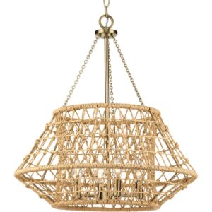 PROG_P400323-163_hero_PRODIMAGE_1200.jpg Laila Collection Four-Light Chandelier with Woven Jute Accents