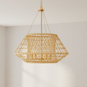 Laila Collection Five-Light Chandelier with Woven Jute Accents