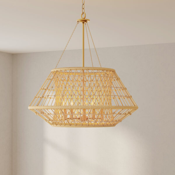 Laila Collection Five-Light Chandelier with Woven Jute Accents