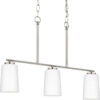 Adley Collection Three-Light Etched White Glass Linear Chandelier
