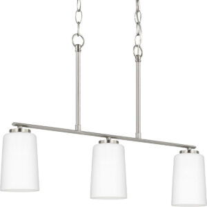 Adley Collection Three-Light Etched White Glass Linear Chandelier