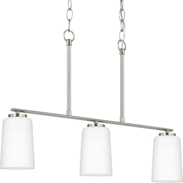 Adley Collection Three-Light Etched White Glass Linear Chandelier