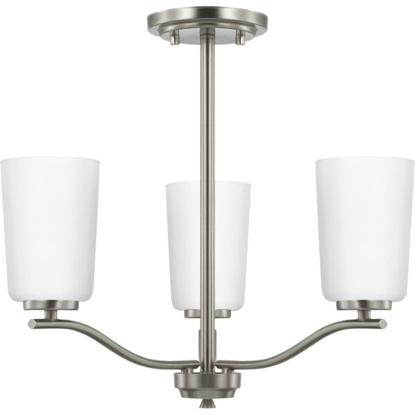 Adley Collection Three-Light Etched White Glass Semi-Flush Convertible Light