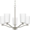 Adley Collection Five-Light Etched White Glass Chandelier