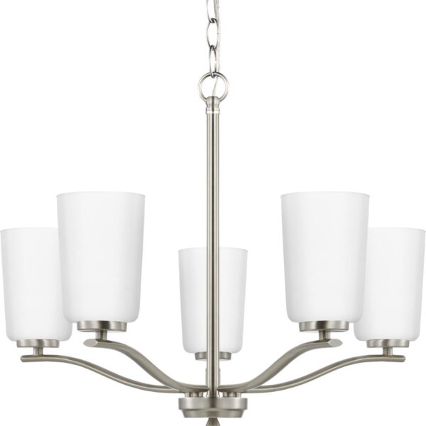 Adley Collection Five-Light Etched White Glass Chandelier