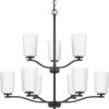 Adley Collection Nine-Light Etched White Glass Chandelier
