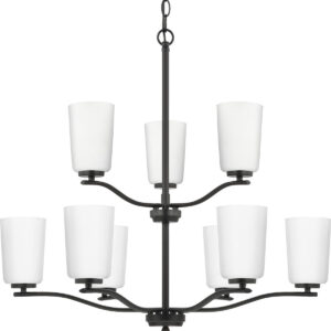 Adley Collection Nine-Light Etched White Glass Chandelier