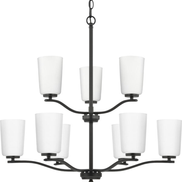 Adley Collection Nine-Light Etched White Glass Chandelier