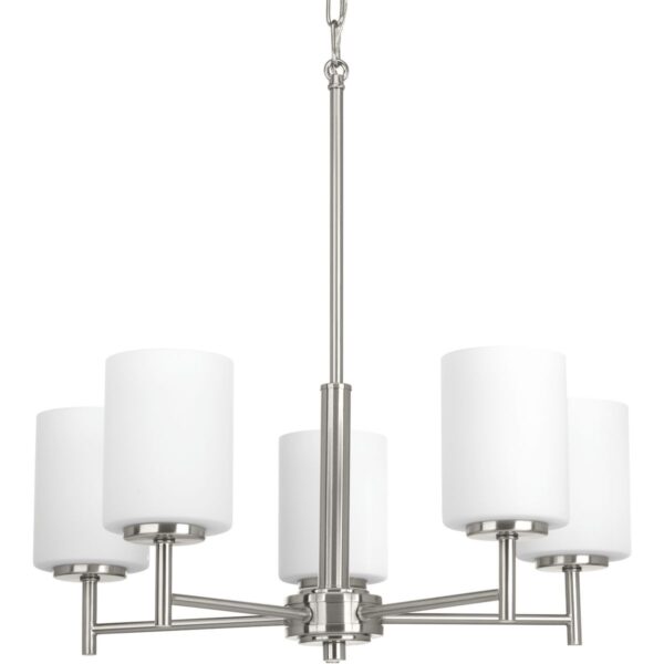 Replay Collection Five-Light Etched White Glass Chandelier Light
