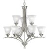 Trinity Collection Nine-Light Etched Glass Chandelier Light