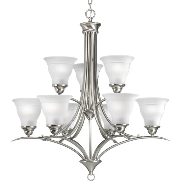 Trinity Collection Nine-Light Etched Glass Chandelier Light