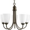 Gather Collection Five-Light Etched Glass Chandelier Light
