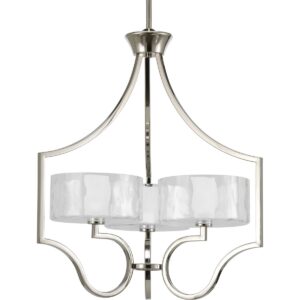 Caress Collection Three-Light Clear Water Glass Chandelier Light
