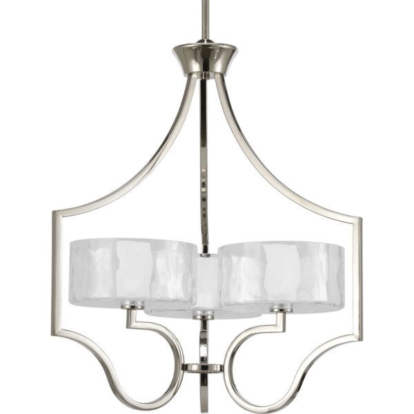 Caress Collection Three-Light Clear Water Glass Chandelier Light
