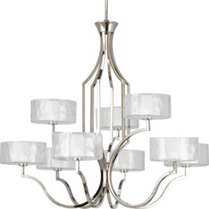 Caress Collection Nine-Light Clear Water Glass Chandelier Light