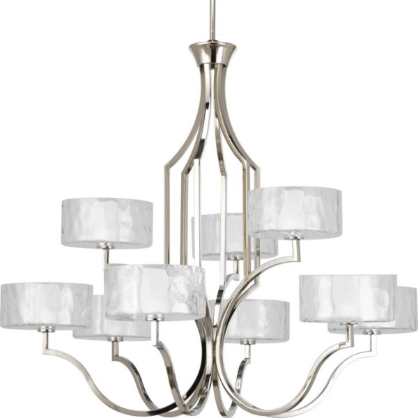 Caress Collection Nine-Light Clear Water Glass Chandelier Light