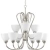 Heart Collection Nine-Light Etched Glass Chandelier Light