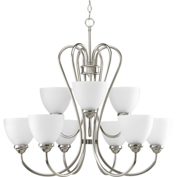 Heart Collection Nine-Light Etched Glass Chandelier Light
