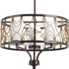 Cirrine Collection Three-Light Etched White Glass Chandelier Light