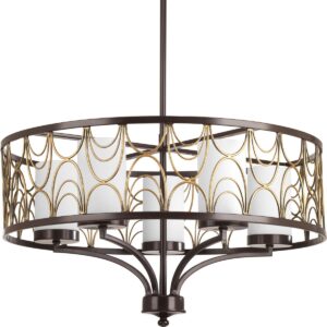 Cirrine Collection Five-Light Etched White Glass Chandelier Light