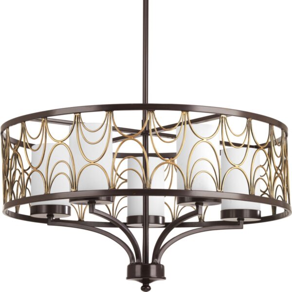Cirrine Collection Five-Light Etched White Glass Chandelier Light